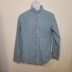 Chor Clothing Co Men’s Medium Slim Fit Button Down Shirt Blue Green Plaid‎